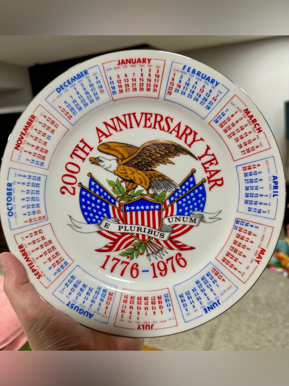 Spencer's Red White Blue 200th Anniversary Eagle Calendar Plate